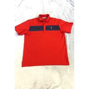 Travis Mathew Polo Shirt Mens XL Large Red Lake You A Lot Chest Stripe Golf Logo